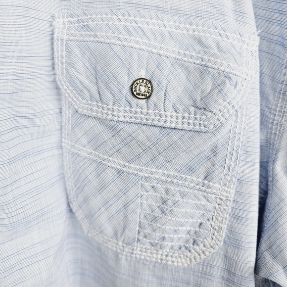Buckle Black Athletic Fit Light Blue Short Sleeve Button Front Men's Shirt XXL - Picture 7 of 10